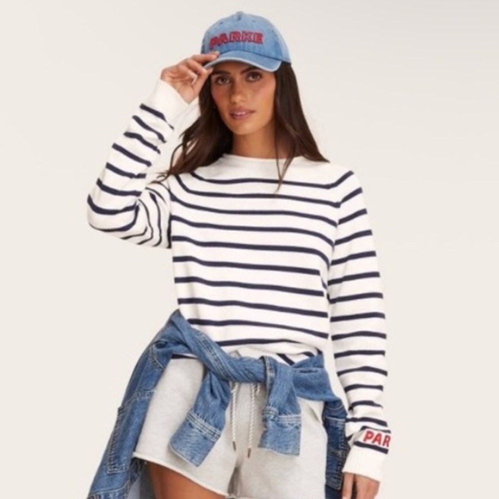 Parke x target Rollneck Pullover Sweater blue-and-white-stripe
